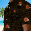 Cleveland Browns Hawaiian Shirt - Personalized Baseball Floral Tropical Patchwork Brown Black Aloha Shirt