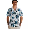Carolina Panthers Hawaiian Shirt � Custom Botanical Theme Blue White, Casual Button Down For Men & Women