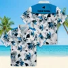 Carolina Panthers Hawaiian Shirt � Custom Botanical Theme Blue White, Casual Button Down For Men & Women