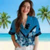 Carolina Panthers Hawaiian Shirt � Custom Floral Chevron Blue, Casual Button Down For Men & Women