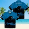 Carolina Panthers Hawaiian Shirt � Custom Sunset Pattern Blue Black, Casual Button Down For Men & Women