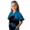 Carolina Panthers Hawaiian Shirt � Custom Sunset Pattern Blue Black, Casual Button Down For Men & Women