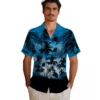 Carolina Panthers Hawaiian Shirt � Custom Sunset Scene Blue Black, Casual Button Down For Men & Women