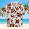 Cincinnati Bengals Hawaiian Shirt � Custom Botanical Theme Orange White, Casual Button Down For Men & Women