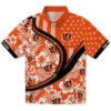 Cincinnati Bengals Hawaiian Shirt � Custom Floral Wave Orange White, Casual Button Down For Men & Women