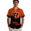 Cincinnati Bengals Hawaiian Shirt � Custom Sunset Pattern Orange Black, Casual Button Down For Men & Women
