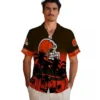 Cleveland Browns Hawaiian Shirt � Custom Sunset Pattern Brown Black, Casual Button Down For Men & Women