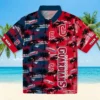 Cleveland Guardians Hawaiian Shirt - Custom Palm Silhouettes Navy Blue Aloha Shirt