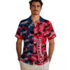 Cleveland Guardians Hawaiian Shirt - Custom Palm Silhouettes Navy Blue Aloha Shirt