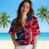 Cleveland Guardians Hawaiian Shirt - Custom Palm Silhouettes Navy Blue Aloha Shirt