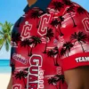 Cleveland Guardians Hawaiian Shirt - Custom Palm Silhouettes Navy Blue Aloha Shirt