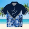 Dallas Cowboys Hawaiian Shirt - Personalized Baseball Floral Custom Chevron Blue Aloha Shirt