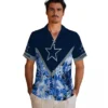 Dallas Cowboys Hawaiian Shirt - Personalized Baseball Floral Custom Chevron Blue Aloha Shirt
