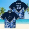 Dallas Cowboys Hawaiian Shirt - Personalized Baseball Floral Custom Chevron Blue Aloha Shirt