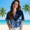 Dallas Cowboys Hawaiian Shirt - Personalized Baseball Floral Custom Chevron Blue Aloha Shirt