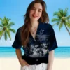 Dallas Cowboys Hawaiian Shirt - Personalized Baseball Floral Custom Sunset Blue Black Aloha Shirt