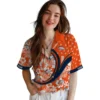 Denver Broncos Hawaiian Shirt - Personalized Baseball Floral Custom Floral Wave Orange White Aloha Shirt