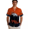 Denver Broncos Hawaiian Shirt - Personalized Baseball Floral Custom Sunset Orange Black Aloha Shirt