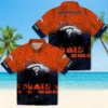 Denver Broncos Hawaiian Shirt - Personalized Baseball Floral Custom Sunset Orange Black Aloha Shirt