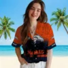 Denver Broncos Hawaiian Shirt - Personalized Baseball Floral Custom Sunset Orange Black Aloha Shirt