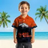 Denver Broncos Hawaiian Shirt - Personalized Baseball Floral Custom Sunset Orange Black Aloha Shirt