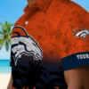 Denver Broncos Hawaiian Shirt - Personalized Baseball Floral Custom Sunset Orange Black Aloha Shirt