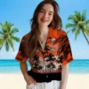 Denver Broncos Hawaiian Shirt - Personalized Baseball Floral Custom Sunset Scene Orange Black Aloha Shirt