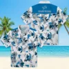 Detroit Lions Hawaiian Shirt - Custom Botanical Theme Blue White Aloha Shirt
