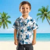 Detroit Lions Hawaiian Shirt - Custom Botanical Theme Blue White Aloha Shirt
