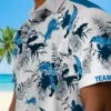 Detroit Lions Hawaiian Shirt - Custom Botanical Theme Blue White Aloha Shirt