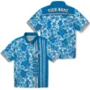 Detroit Lions Hawaiian Shirt - Custom Hibiscus Arrows Blue White Aloha Shirt