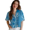 Detroit Lions Hawaiian Shirt - Custom Hibiscus Arrows Blue White Aloha Shirt