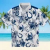 Indianapolis Colts Hawaiian Shirt - Custom Botanical Theme Blue White Aloha Shirt