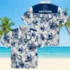 Indianapolis Colts Hawaiian Shirt - Custom Botanical Theme Blue White Aloha Shirt