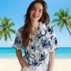 Indianapolis Colts Hawaiian Shirt - Custom Botanical Theme Blue White Aloha Shirt