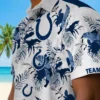 Indianapolis Colts Hawaiian Shirt - Custom Botanical Theme Blue White Aloha Shirt