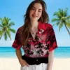 Kansas City Chiefs Hawaiian Shirt - Personalized Baseball Floral Custom Sunset Scene Red Black Aloha Shirt