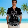 Las Vegas Raiders Hawaiian Shirt - Personalized Baseball Floral Custom Sunset Pattern Black Aloha Shirt