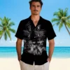 Las Vegas Raiders Hawaiian Shirt - Personalized Baseball Floral Custom Sunset Scene Black Aloha Shirt