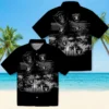 Las Vegas Raiders Hawaiian Shirt - Personalized Baseball Floral Custom Sunset Scene Black Aloha Shirt