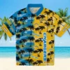 Los Angeles Chargers Hawaiian Shirt - Personalized Baseball Floral Custom Palm Silhouettes Aloha Shirt