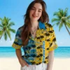 Los Angeles Chargers Hawaiian Shirt - Personalized Baseball Floral Custom Palm Silhouettes Aloha Shirt