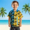 Los Angeles Chargers Hawaiian Shirt - Personalized Baseball Floral Custom Palm Silhouettes Aloha Shirt