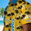 Los Angeles Chargers Hawaiian Shirt - Personalized Baseball Floral Custom Palm Silhouettes Aloha Shirt