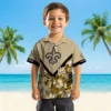 New Orleans Saints Hawaiian Shirt - Custom Floral Chevron Gold Aloha Shirt