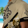 New Orleans Saints Hawaiian Shirt - Custom Floral Chevron Gold Aloha Shirt