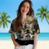 New Orleans Saints Hawaiian Shirt - Custom Sunset Scene Gold Black Aloha Shirt