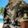 New Orleans Saints Hawaiian Shirt - Custom Sunset Scene Gold Black Aloha Shirt