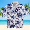New York Giants Hawaiian Shirt - Custom Botanical Theme Blue White Aloha Shirt