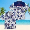 New York Giants Hawaiian Shirt - Custom Botanical Theme Blue White Aloha Shirt